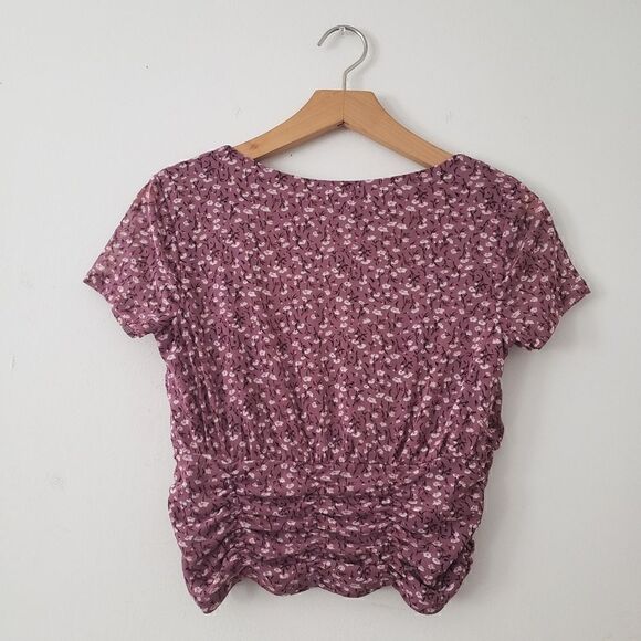 Aeropostale Purple Floral Crop Top S - Picture 2 of 6